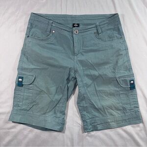 Kuhl Shorts Womens 12 Green Cargo Twill Hiking Travel Outdoor Pockets Casual